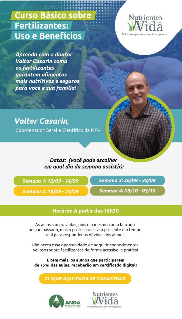 NPV e ANDA lançam curso básico sobre fertilizantes